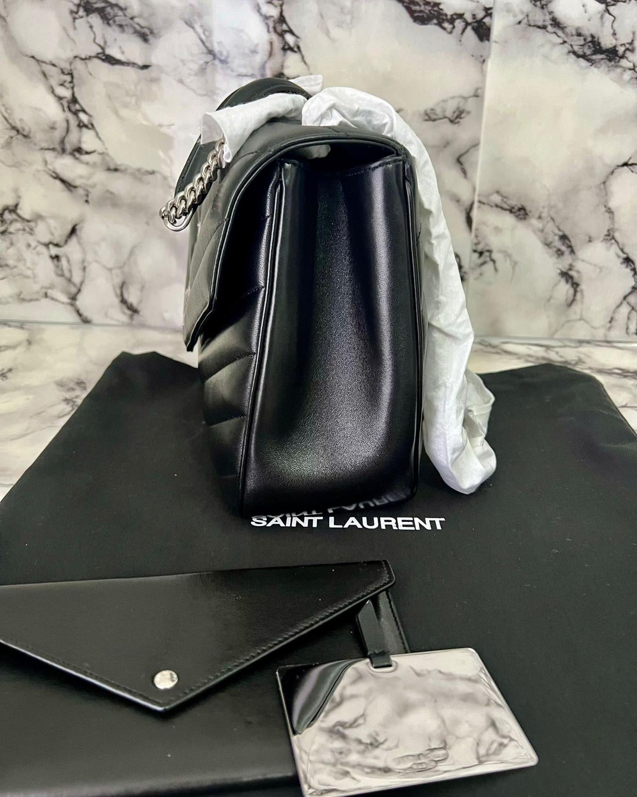Saint Laurent Loulou large black with silver hardware
