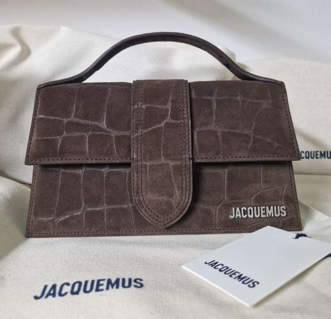 Jacquemus Le Grand Bambino - Dark Brown Crocodile with Silver Logo