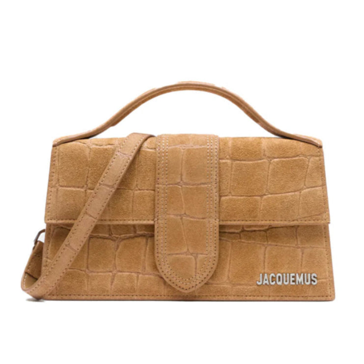 Jacquemus Le Grand Bambino - Camel Crocodile with Silver Logo
