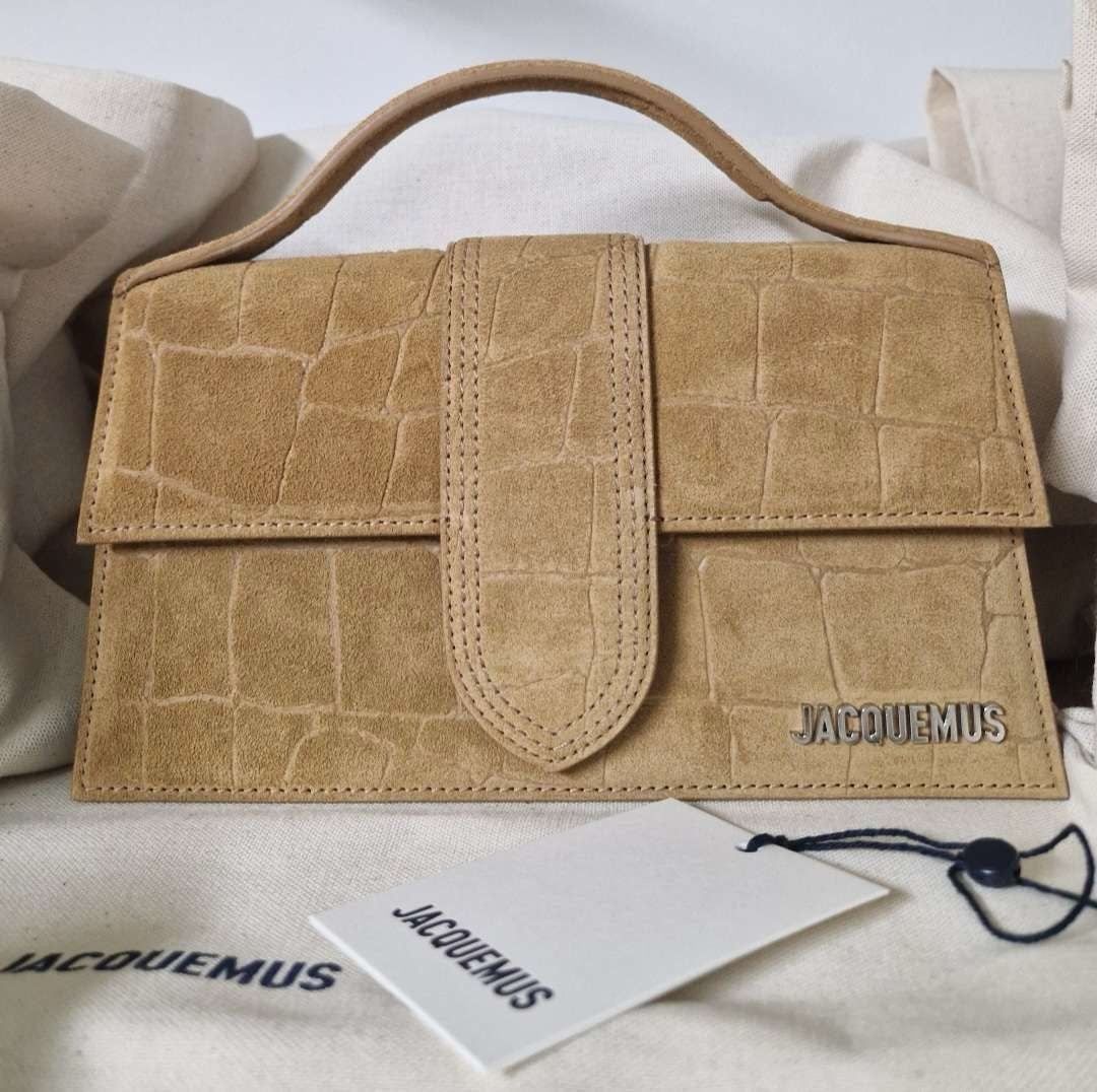 Jacquemus Le Grand Bambino - Camel Crocodile with Silver Logo