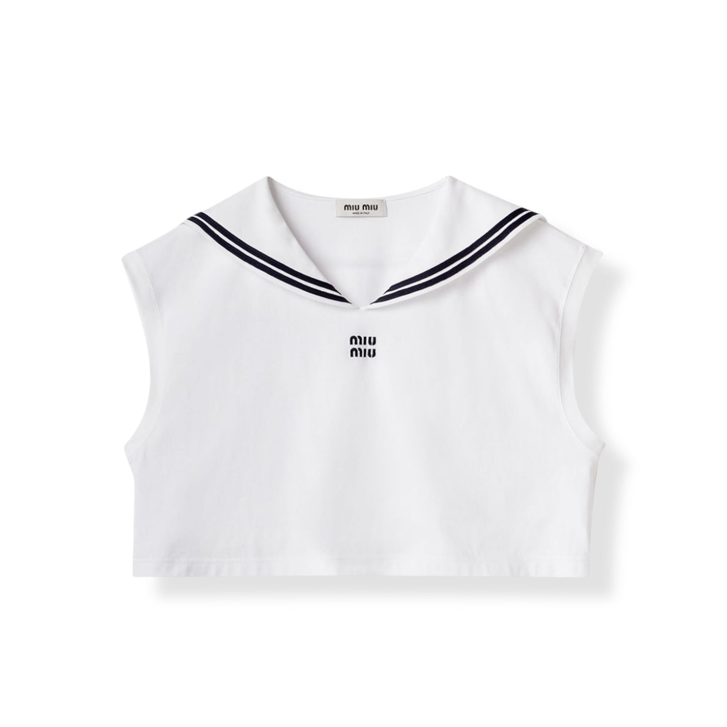 Miu Miu Canotta bianca con righe crop