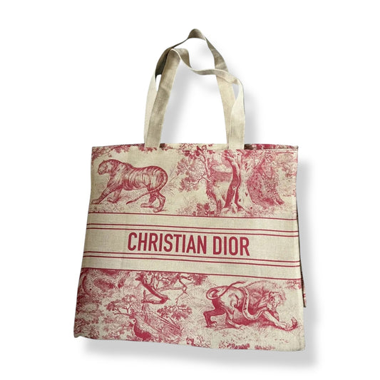 Dior Dioriviera White and Red Straw Tote Bag