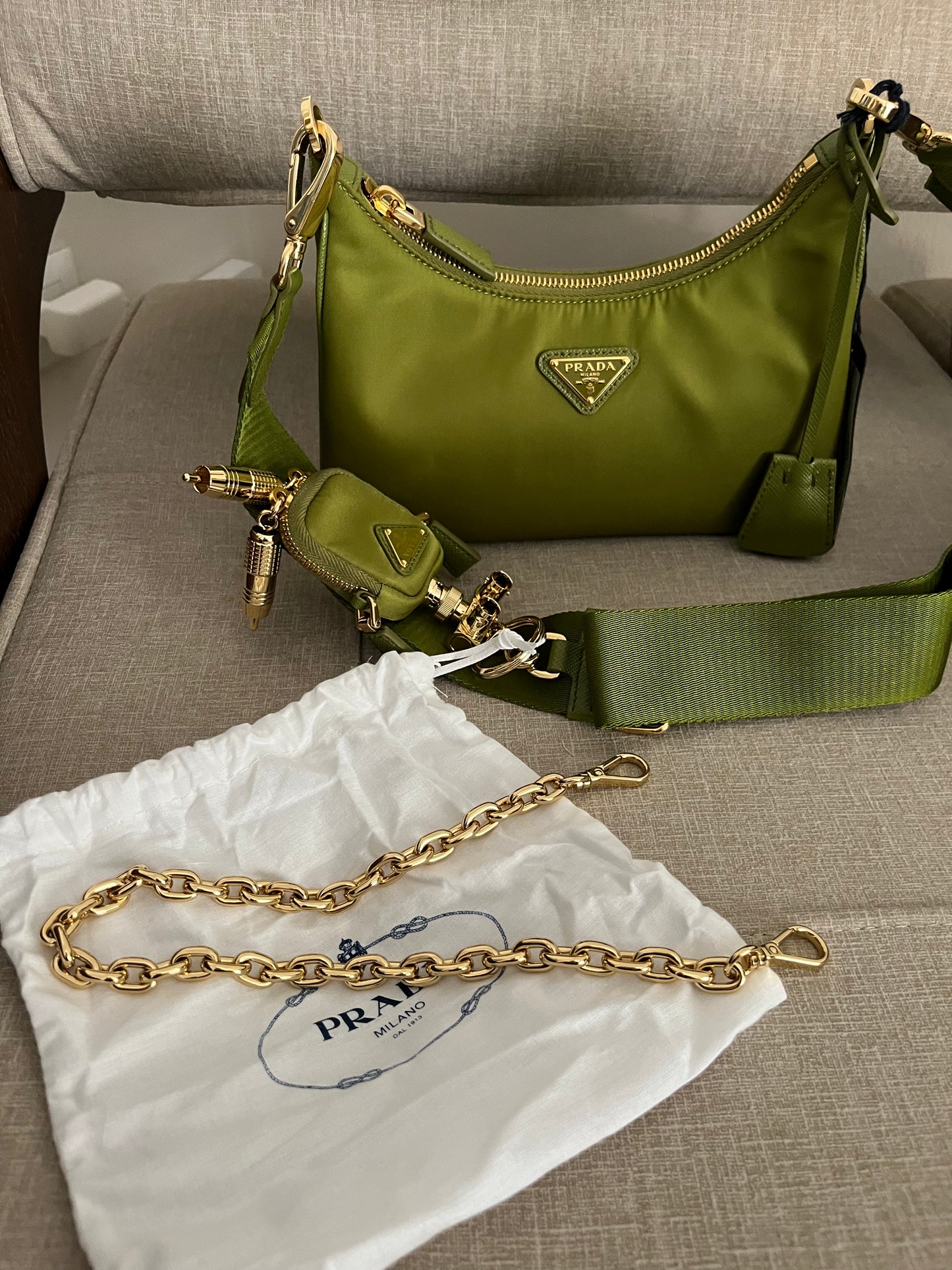 Prada multipochette verde muschio