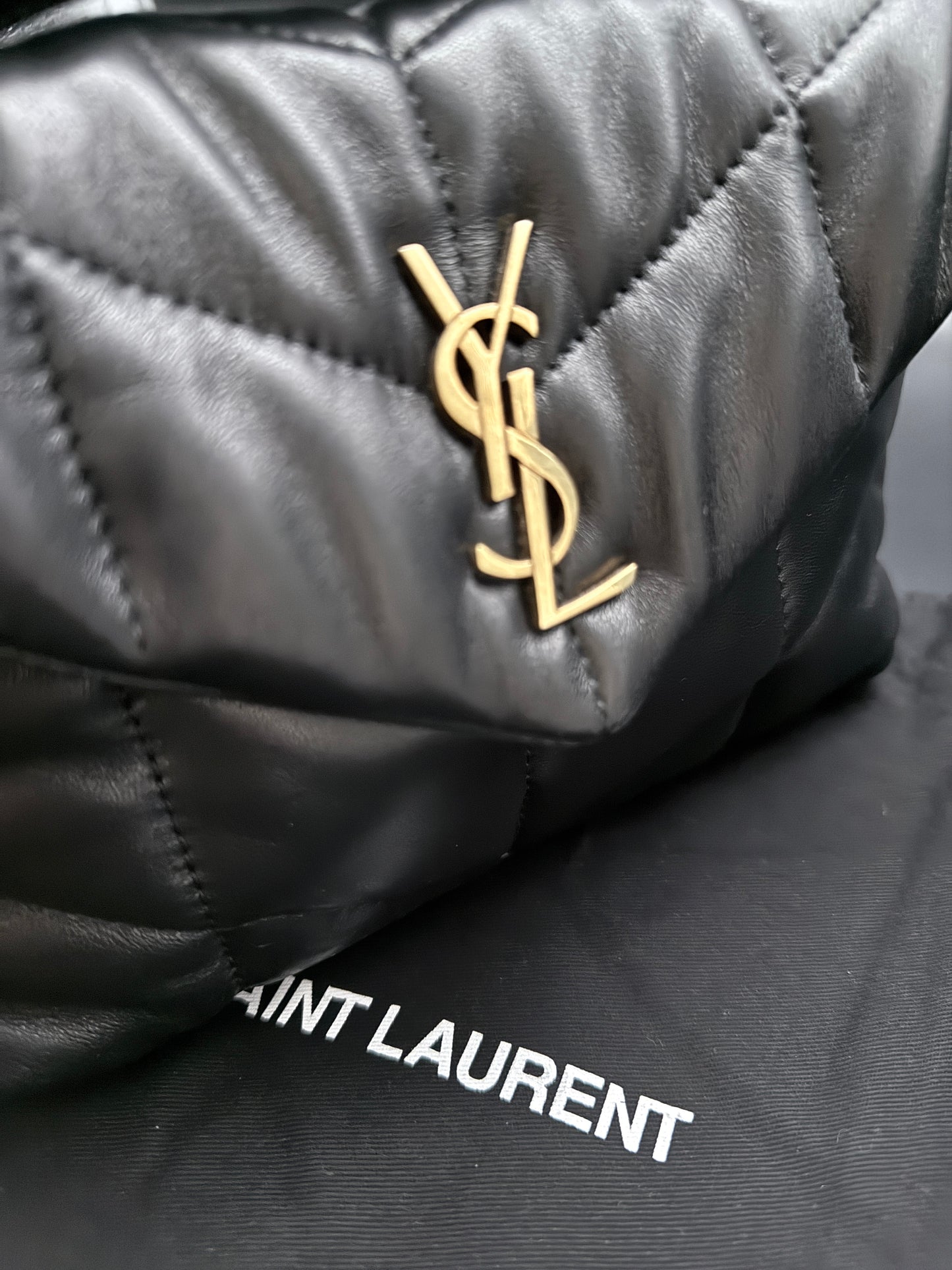 Saint Laurent Lou Lou Puffer Small in black leather