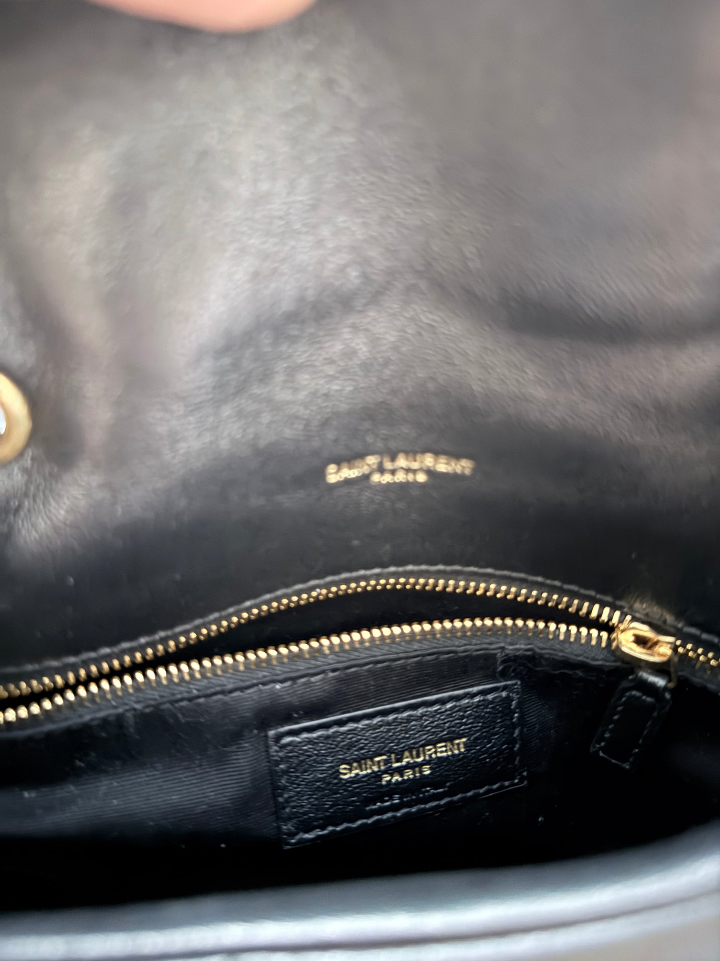 Saint Laurent Lou Lou Puffer Small in black leather