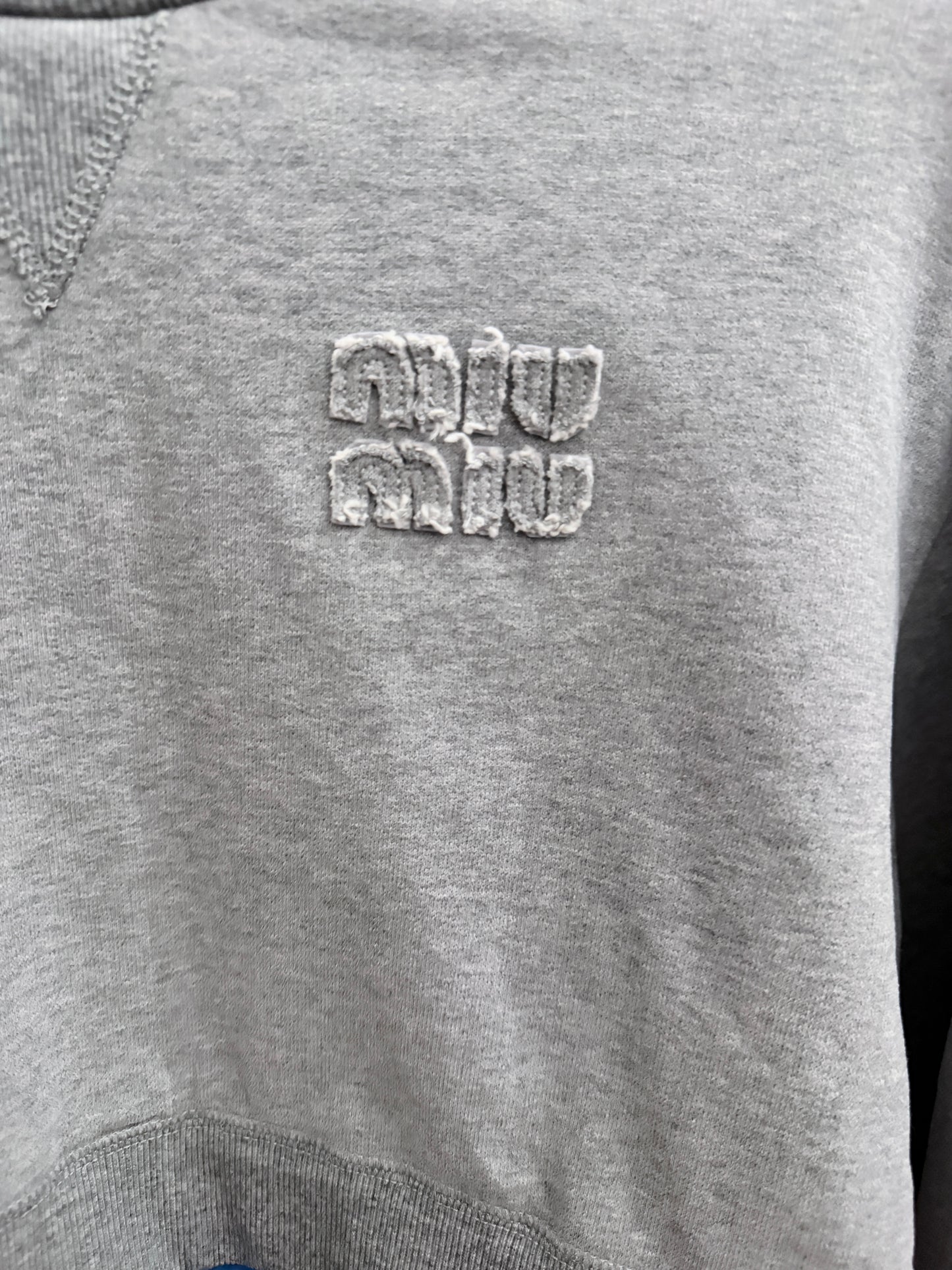 Miu Miu Logo Patch Sweatshirt Grey