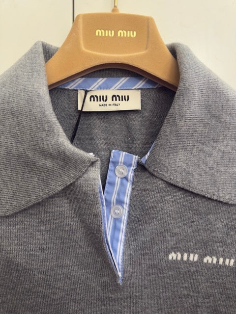 Miu Miu Polo in Lana Vergine Grigio