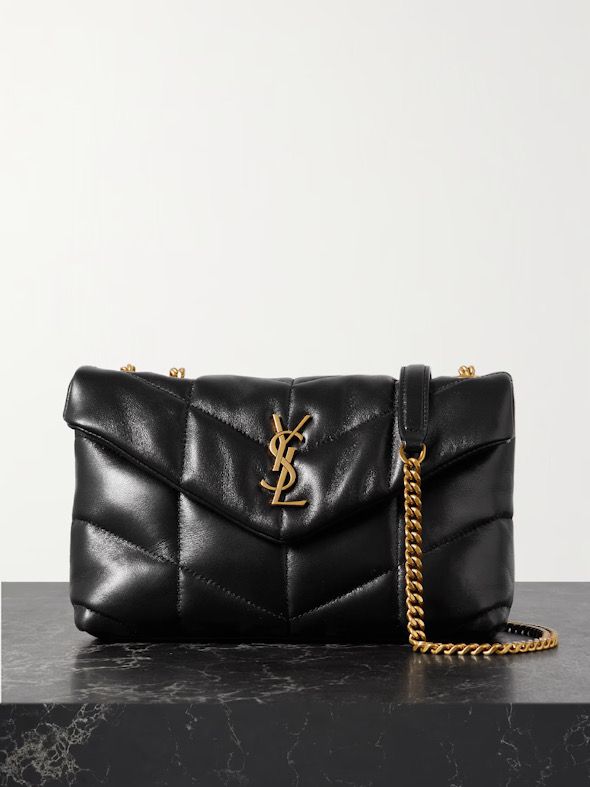 Saint Laurent Lou Lou Puffer Small in pelle nera