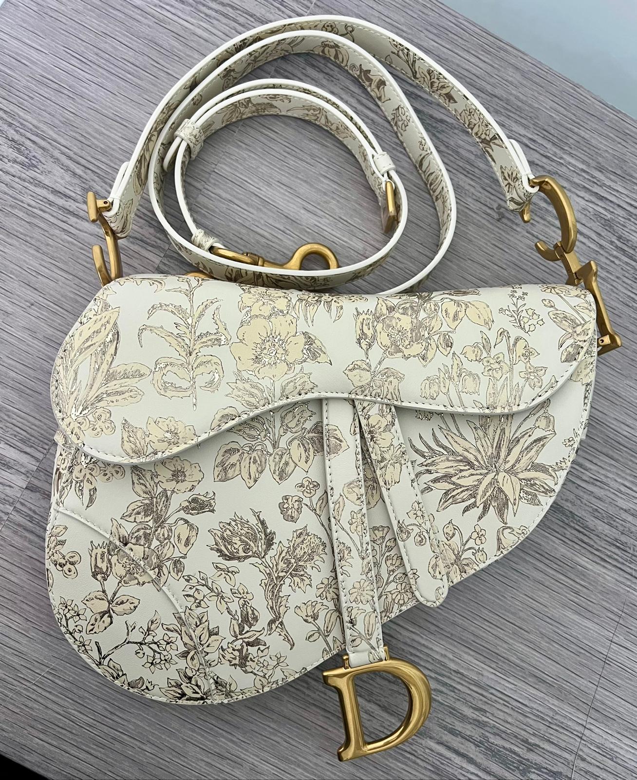 Dior Borsa a Tracolla Saddle con motivo fiori