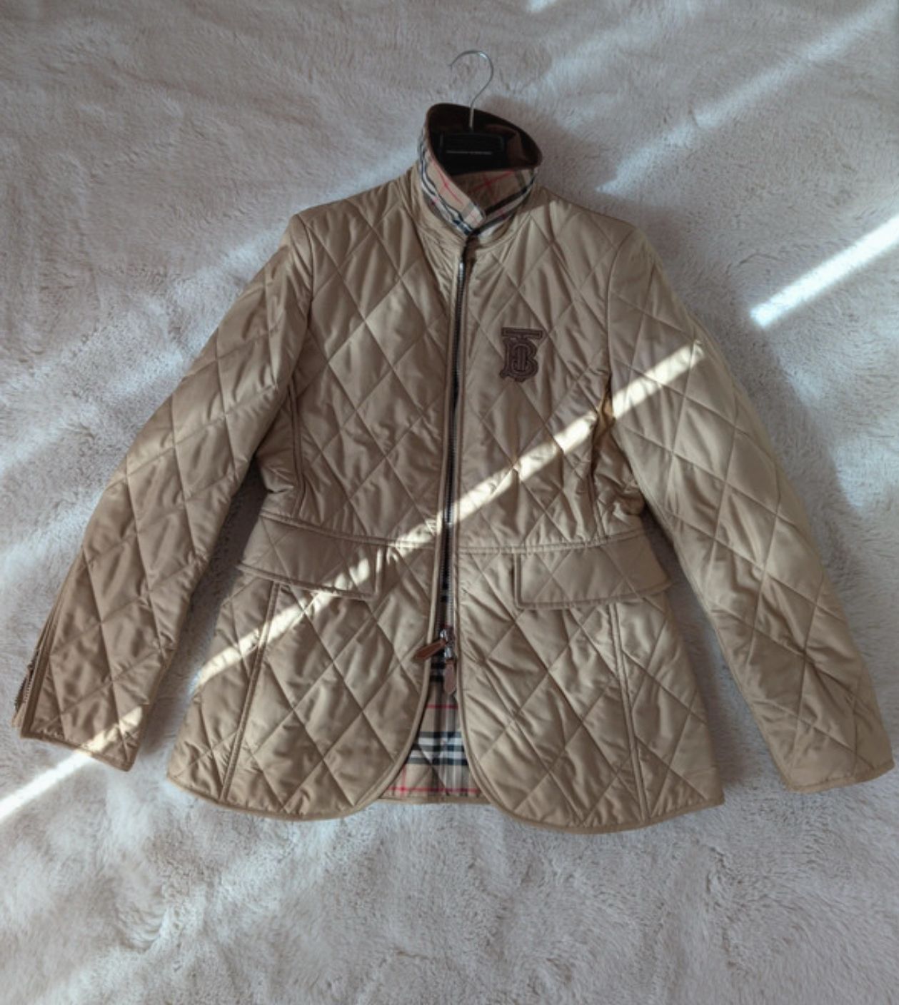 Burberry Beige Quilted Trench Coat