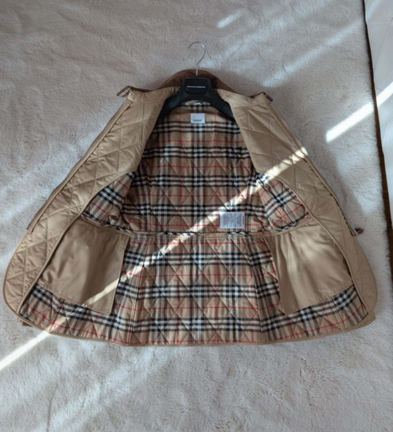 Burberry Beige Quilted Trench Coat
