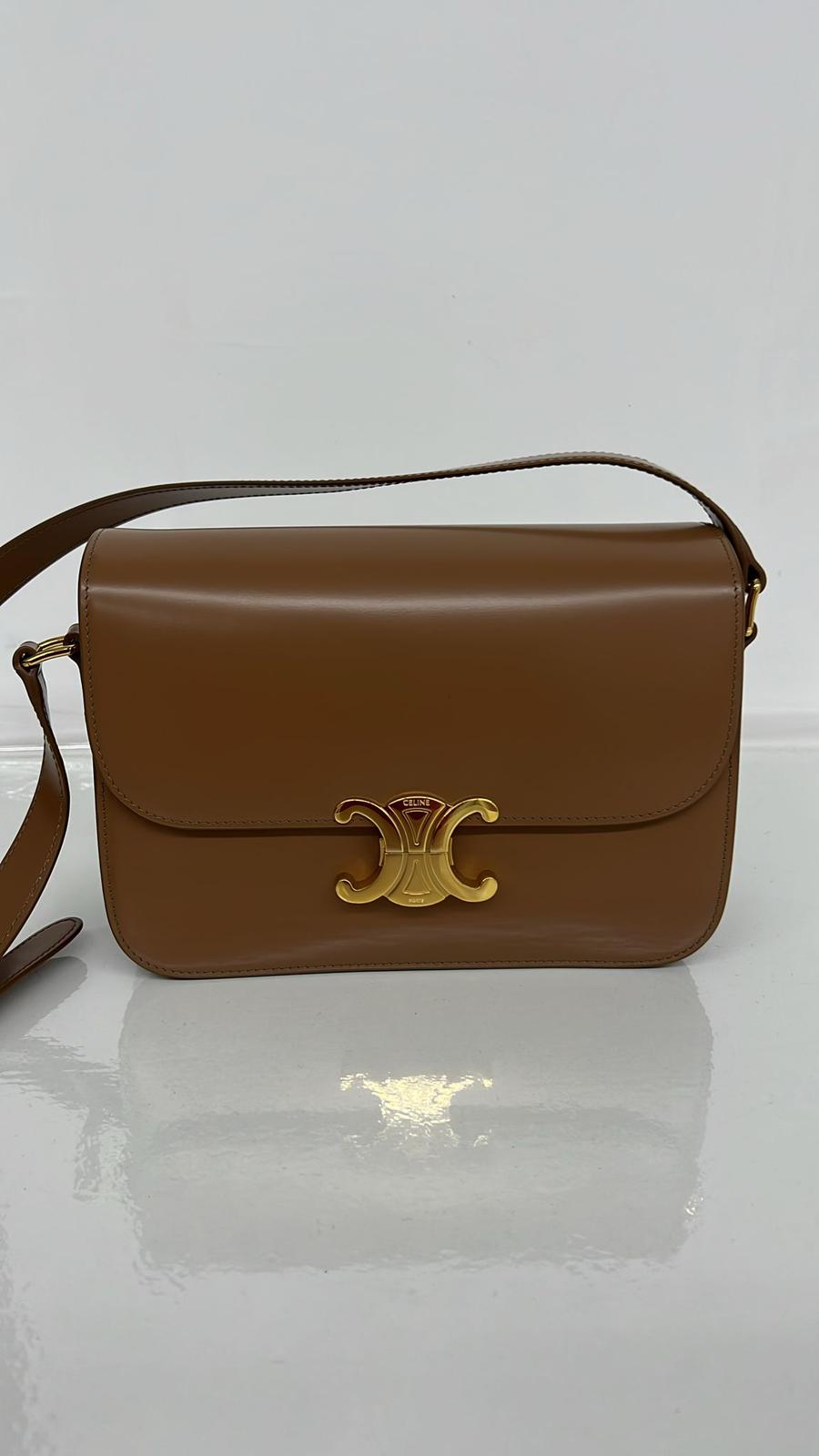 Celine Triomphe Classique Black in shiny calfskin