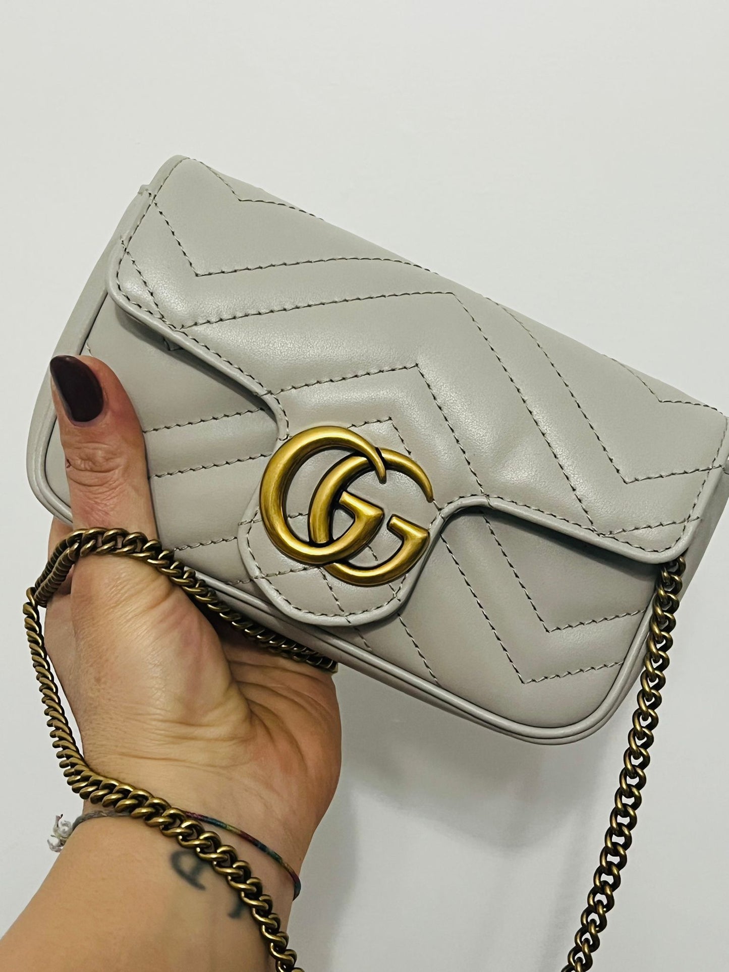 Gucci GG Mini Marmont Borsa a Spalla - Bianco
