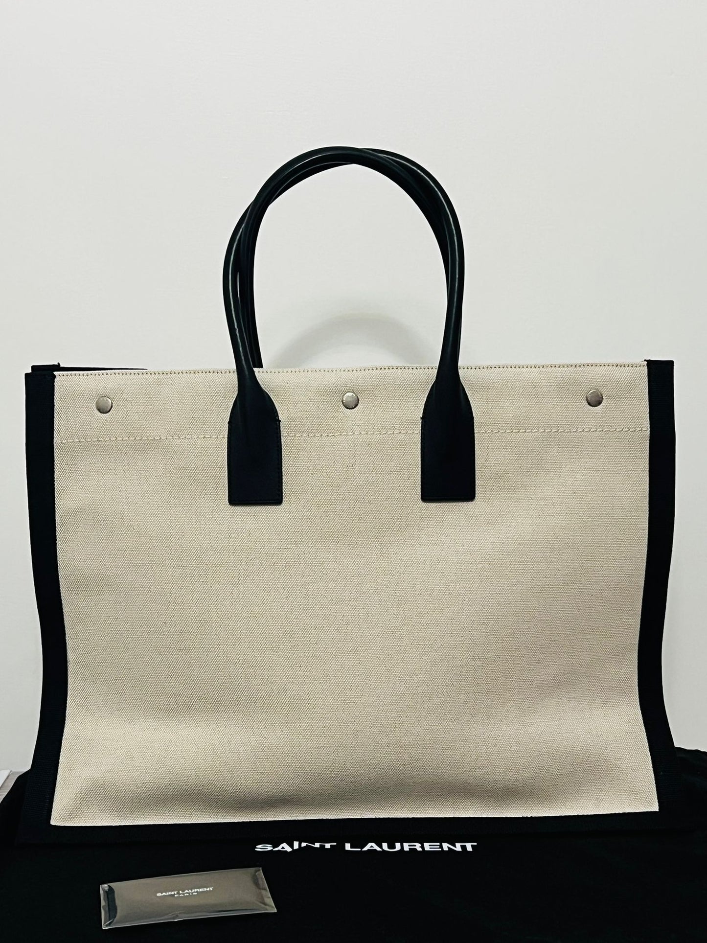 Saint Laurent Borsa Rive Gauche in Canvas e Pelle