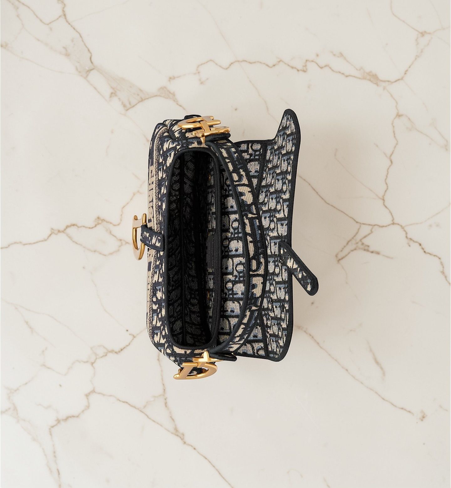 Dior Saddle Ricamo Oblique Blu