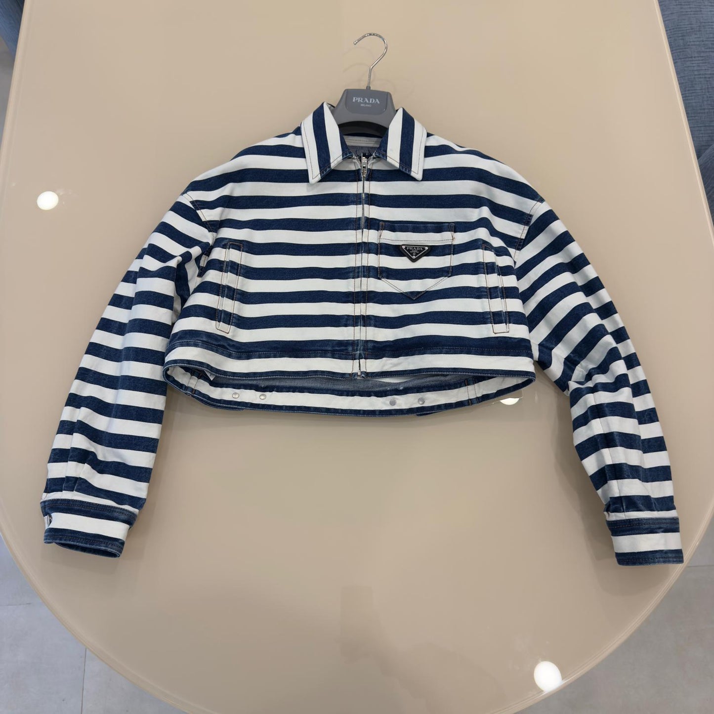Prada giacca cropped a righe