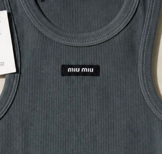 Miu Miu Top in jersey a costina tinto capo