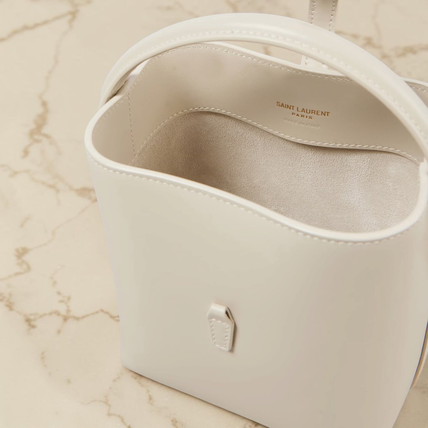 Saint Laurent Le 37 - Borsa a Secchiello in Pelle - Bianco