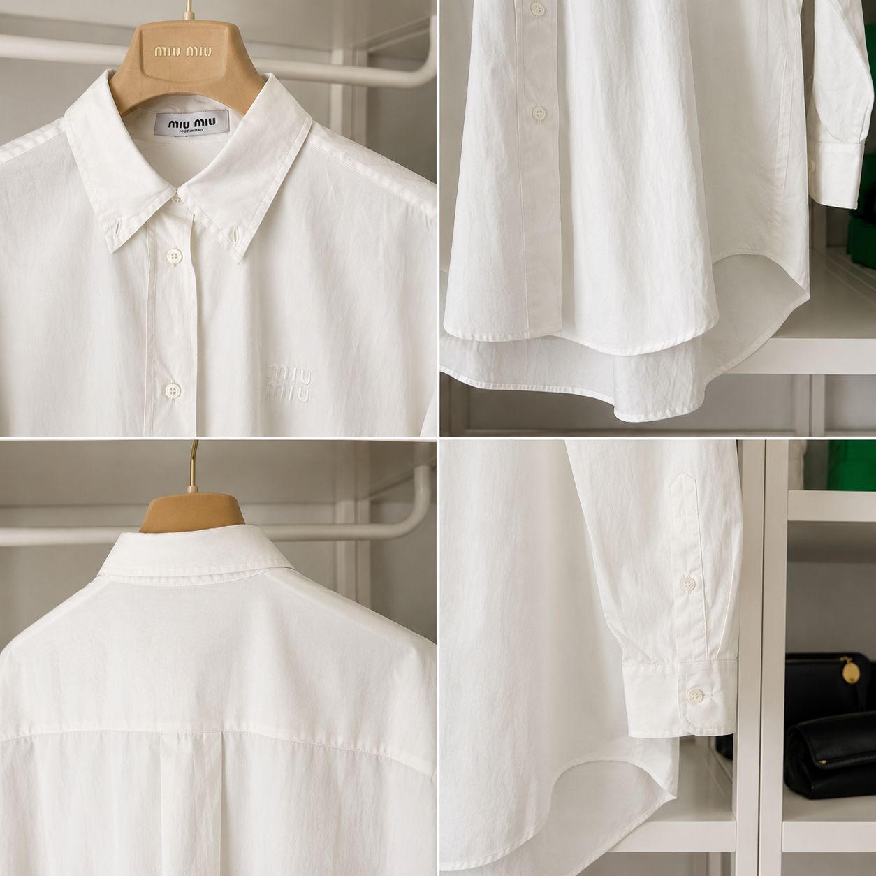 Miu Miu camicia Bianca con logo ricamato