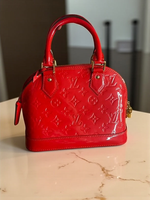 Louis Vuitton Alma BB Bag in Red Patent Leather - Small