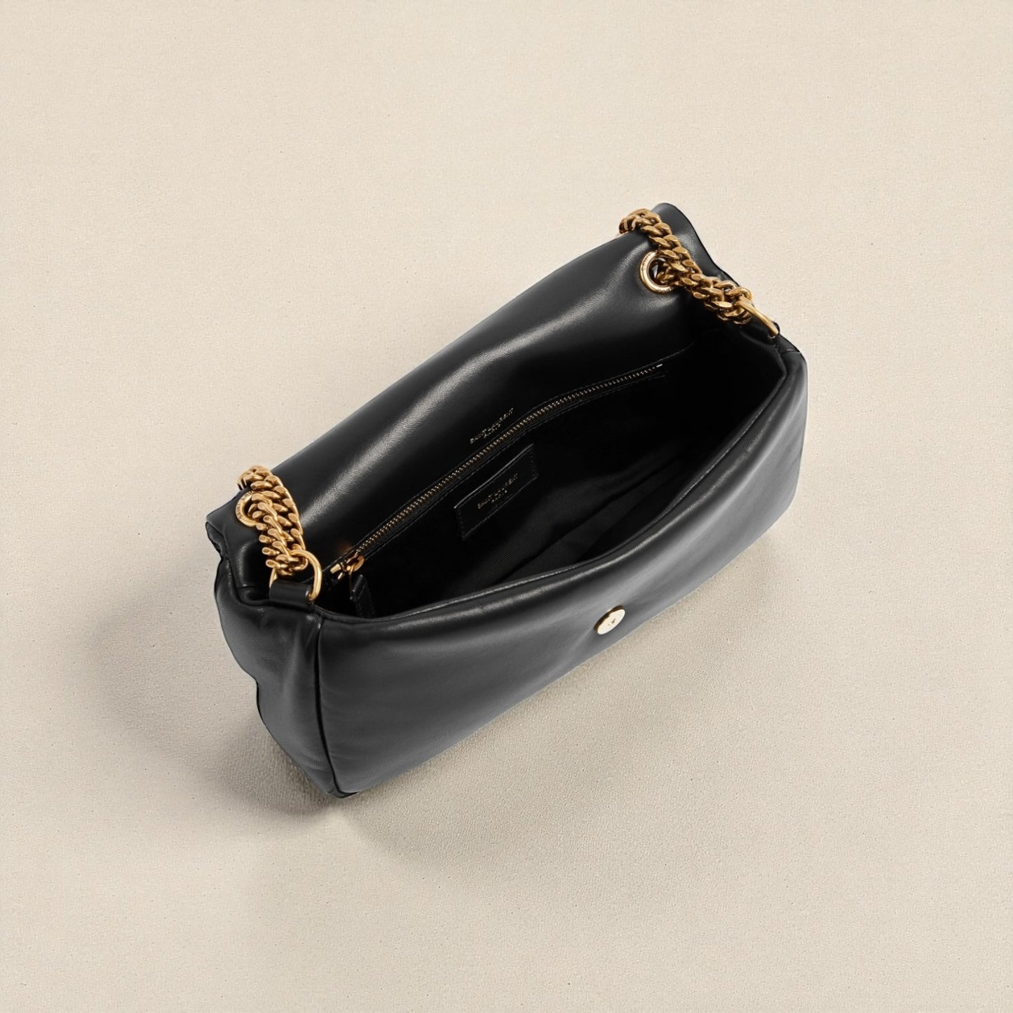 Saint Laurent Calypso Small in Plunged Lambskin Nera