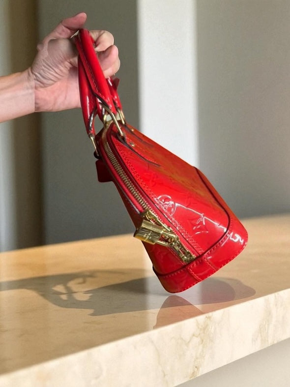 Louis Vuitton Alma BB Bag in Red Patent Leather - Small