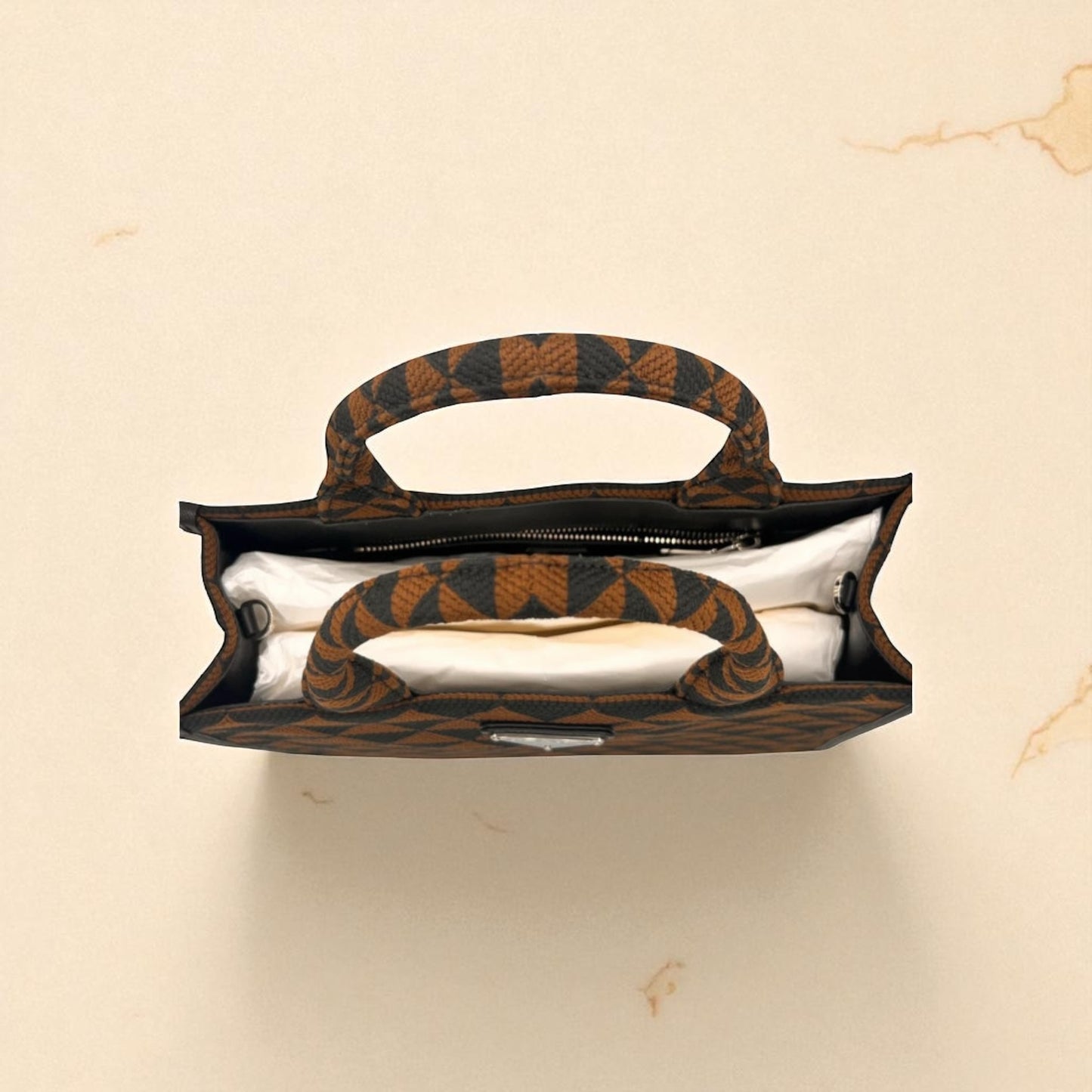Prada Borsa Tote Symbole Marrone Tobacco e Nero