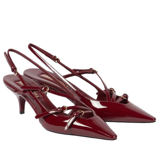 Slingback décolleté in burgundy patent leather