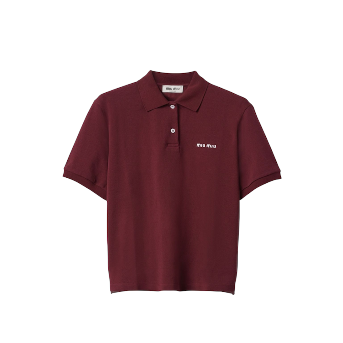 Miu Miu Polo with burgundy embroidery