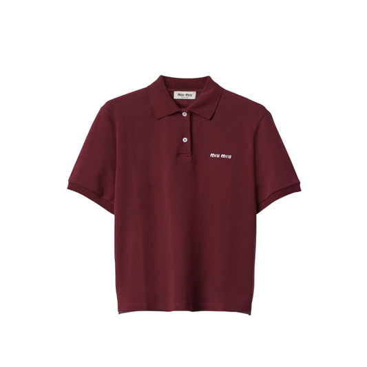 Miu Miu Polo with burgundy embroidery