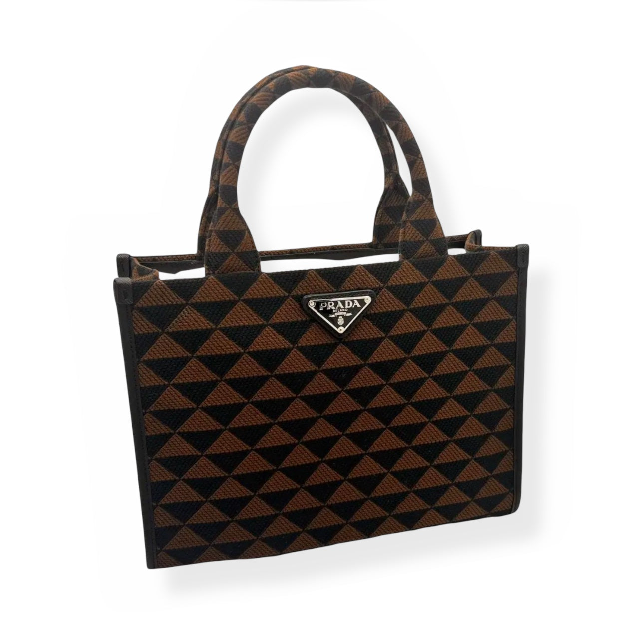 Prada Borsa Tote Symbole Marrone Tobacco e Nero