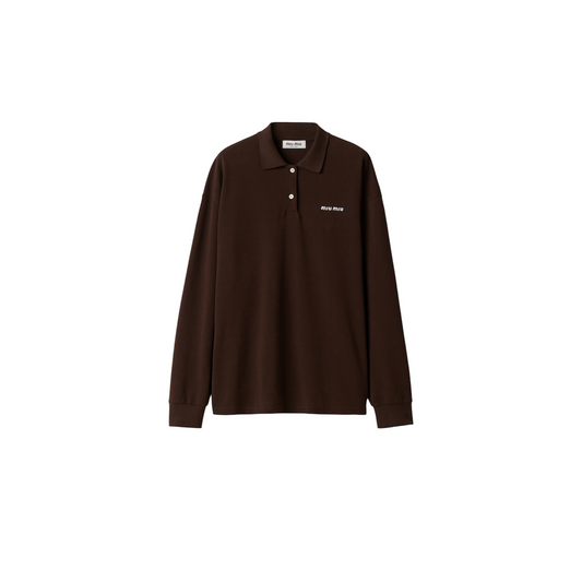 Miu Miu Brown long-sleeved polo shirt