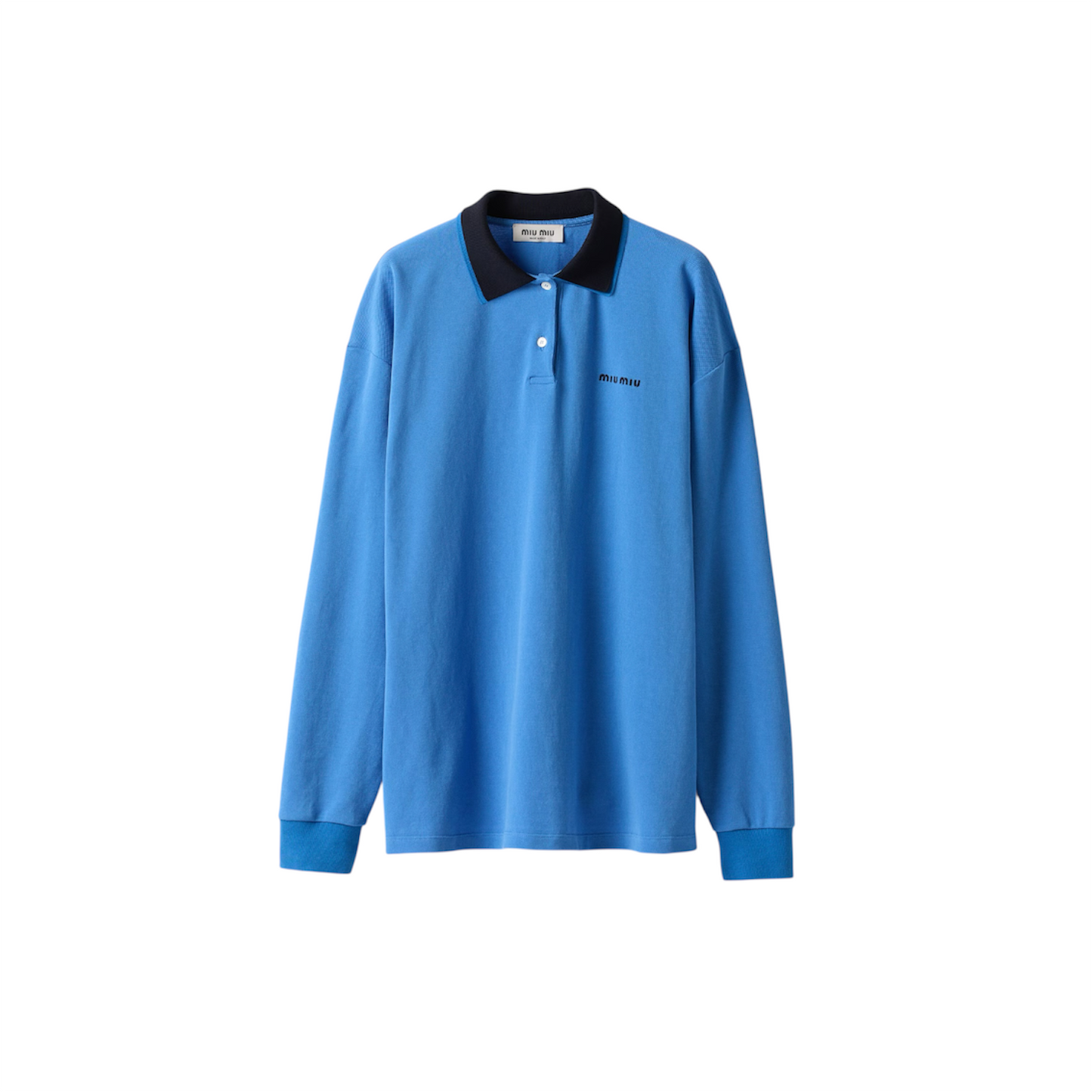 Miu Miu - Blue Piqué Cotton Polo Shirt