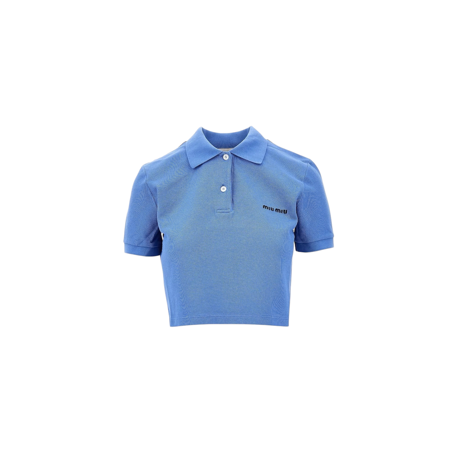 Miu Miu Cropped Piqué Polo with Embroidered Logo