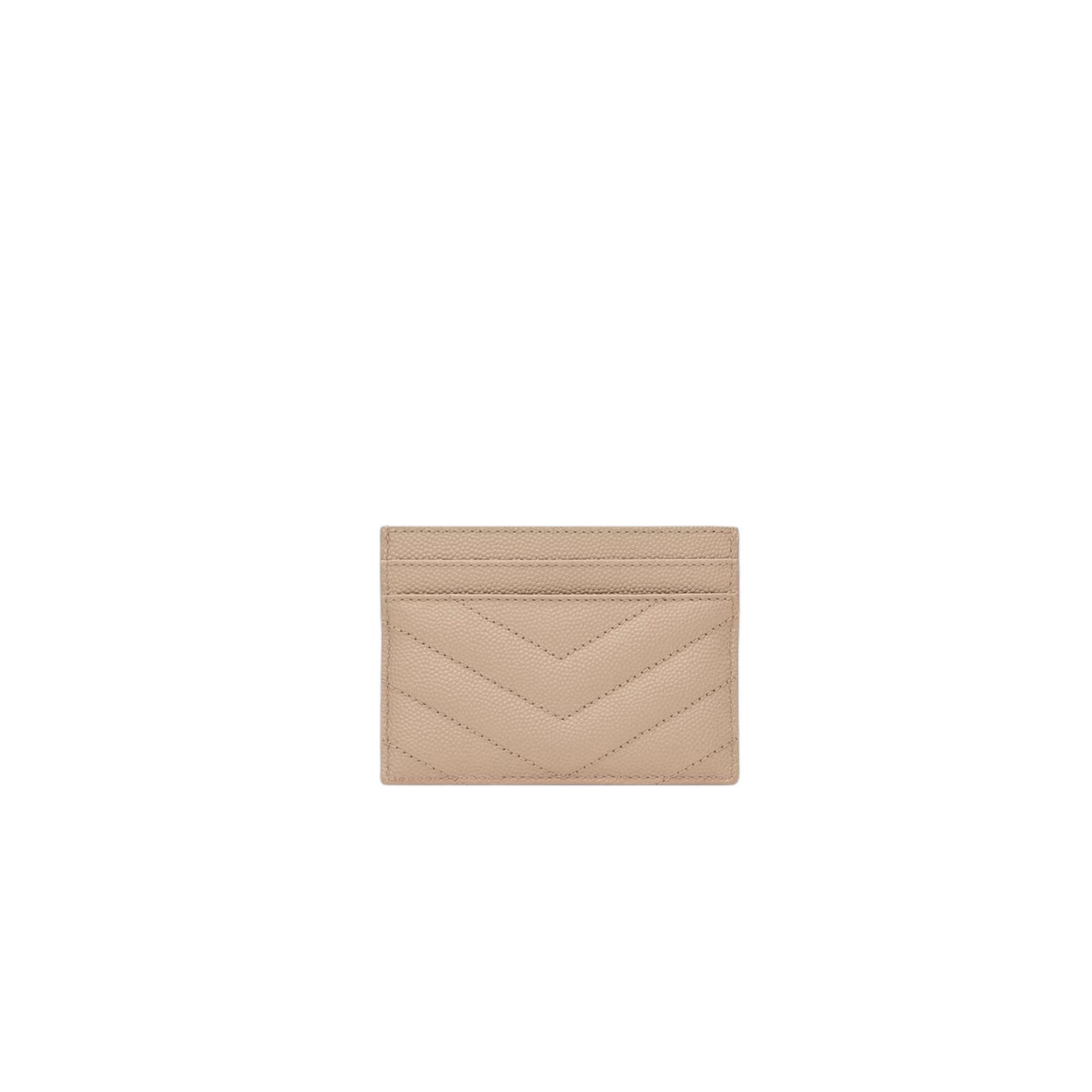 Saint Laurent Portacarte Beige con Logo in Oro