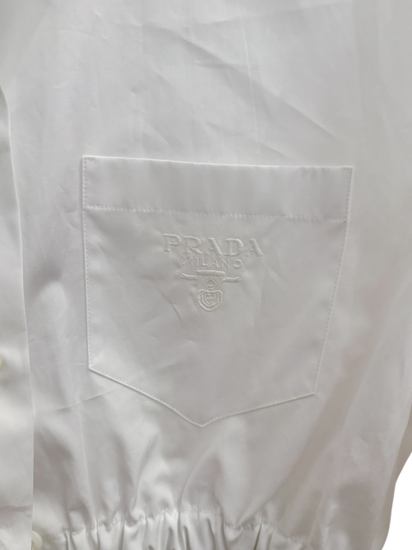 Prada Camicia Crop in Cotone Bianco