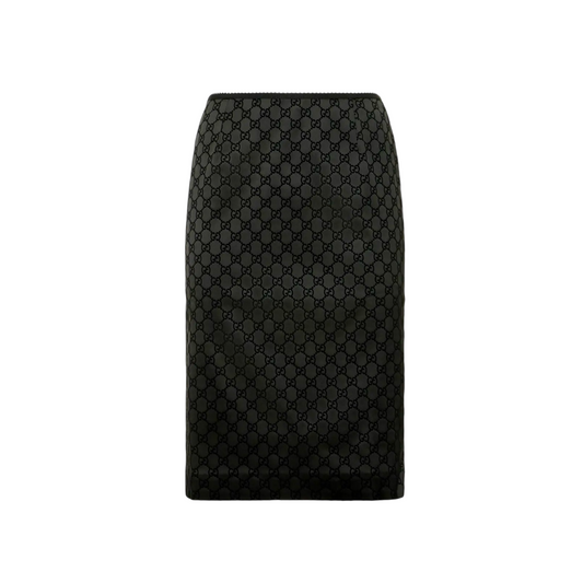 Gucci Black Skirt Monogram Slim-Fit