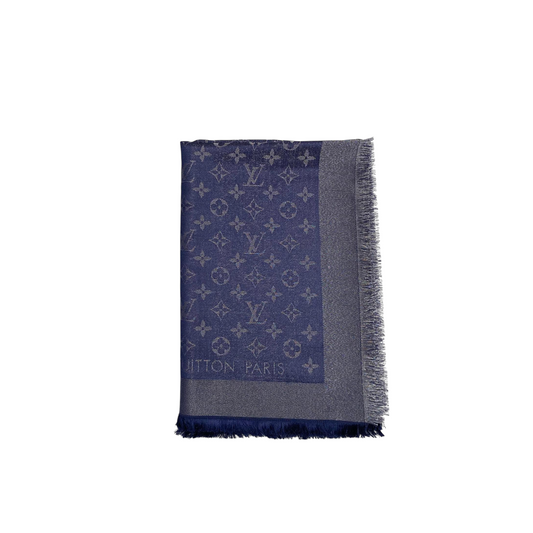 Louis Vuitton Scialle Monogram Classic Blu e Grigio