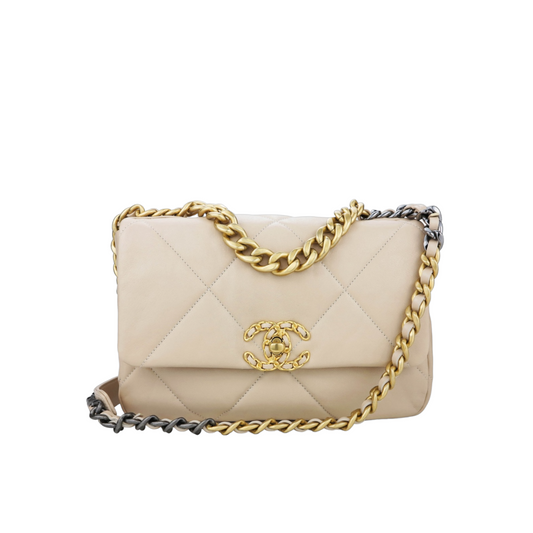 Chanel 19 Borsa in Pelle di Agnello - Beige