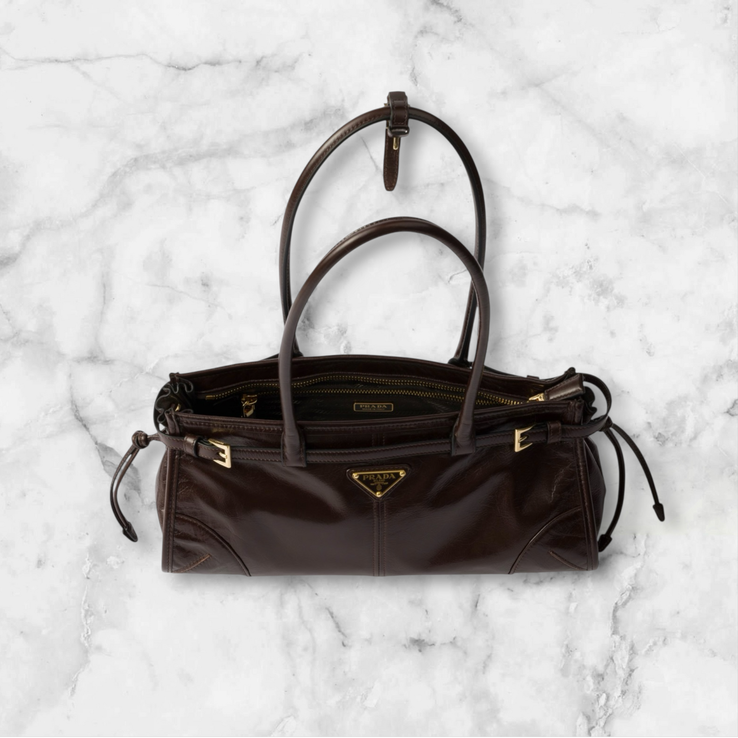 Prada Bonnie Medium Borsa in Pelle Testa di Moro