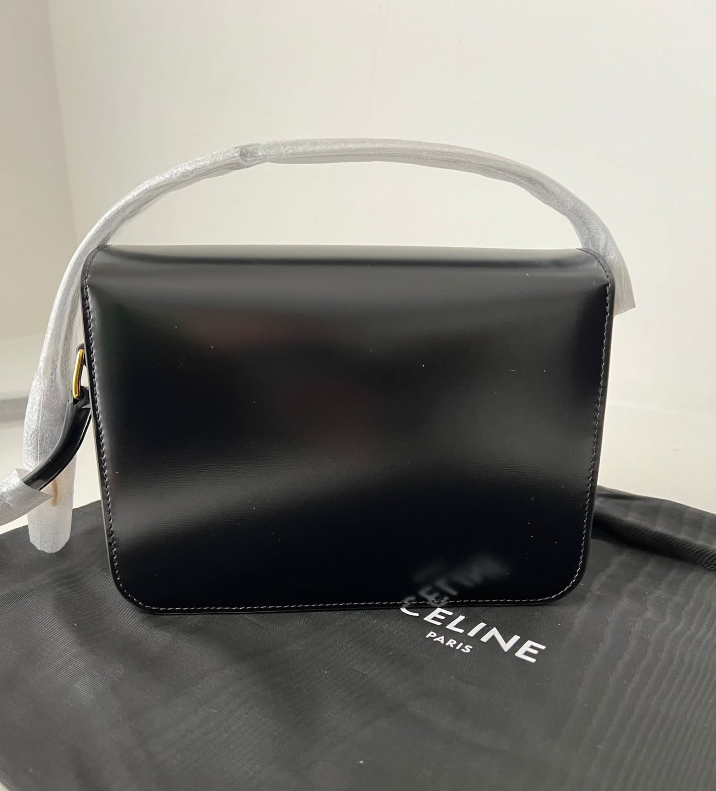 Celine Triomphe Classique Black in shiny calfskin