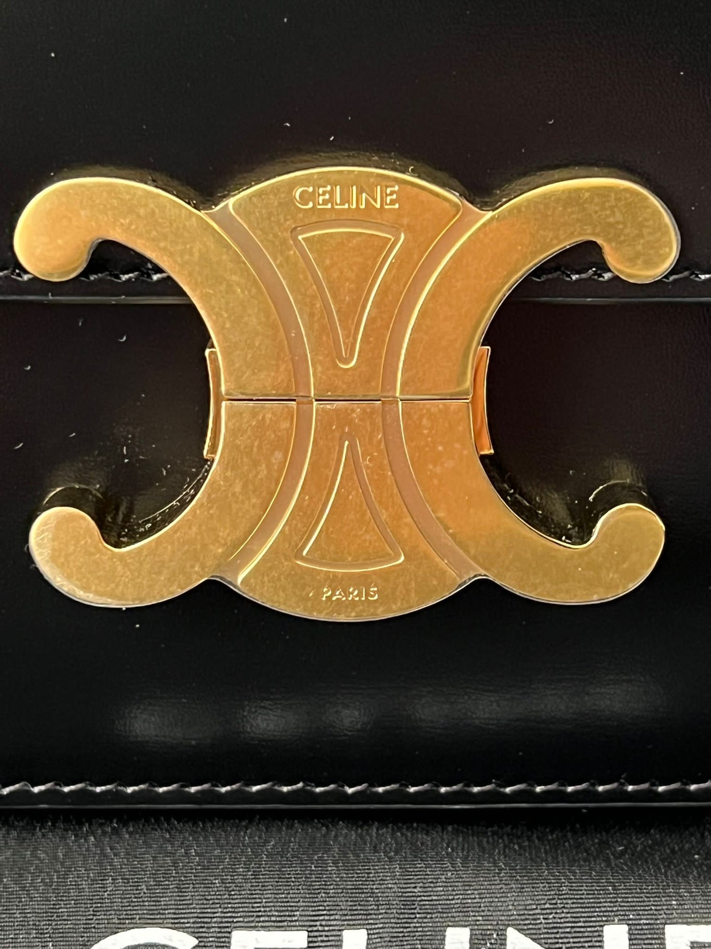 Celine Triomphe Classique Black in shiny calfskin