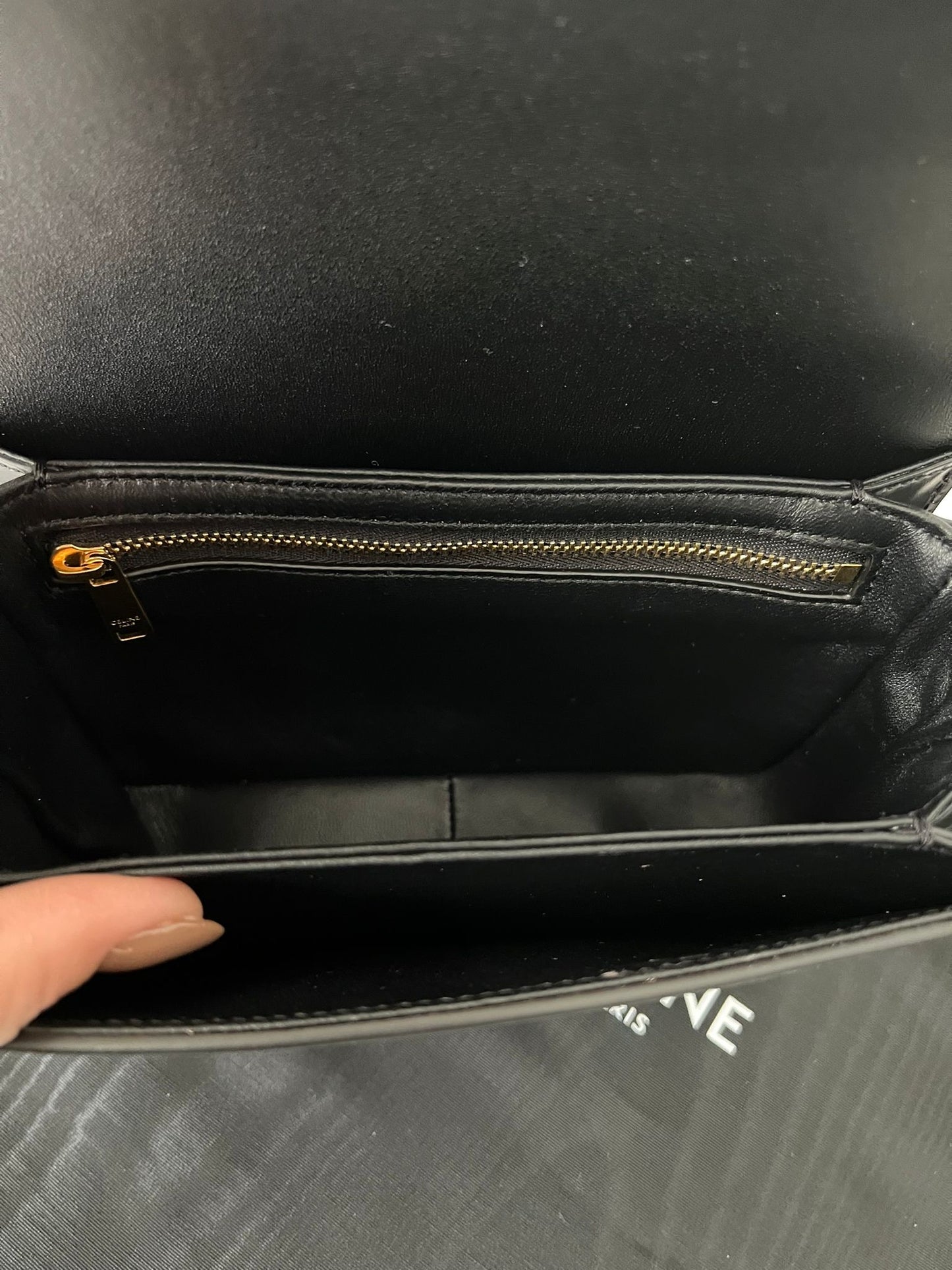 Celine Triomphe Classique Black in shiny calfskin