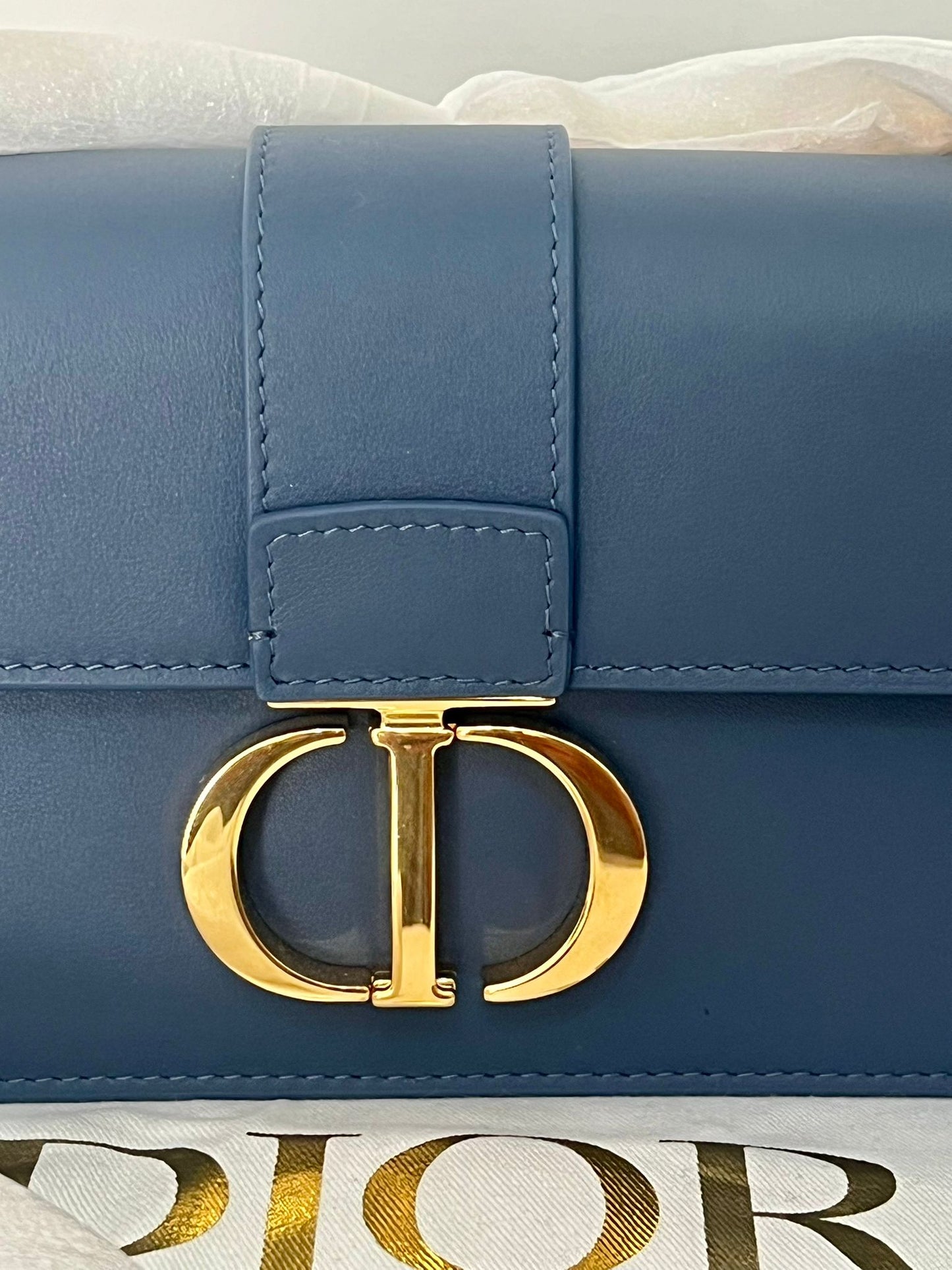 Dior Borsa 30 Montaigne East-West Blu con catena