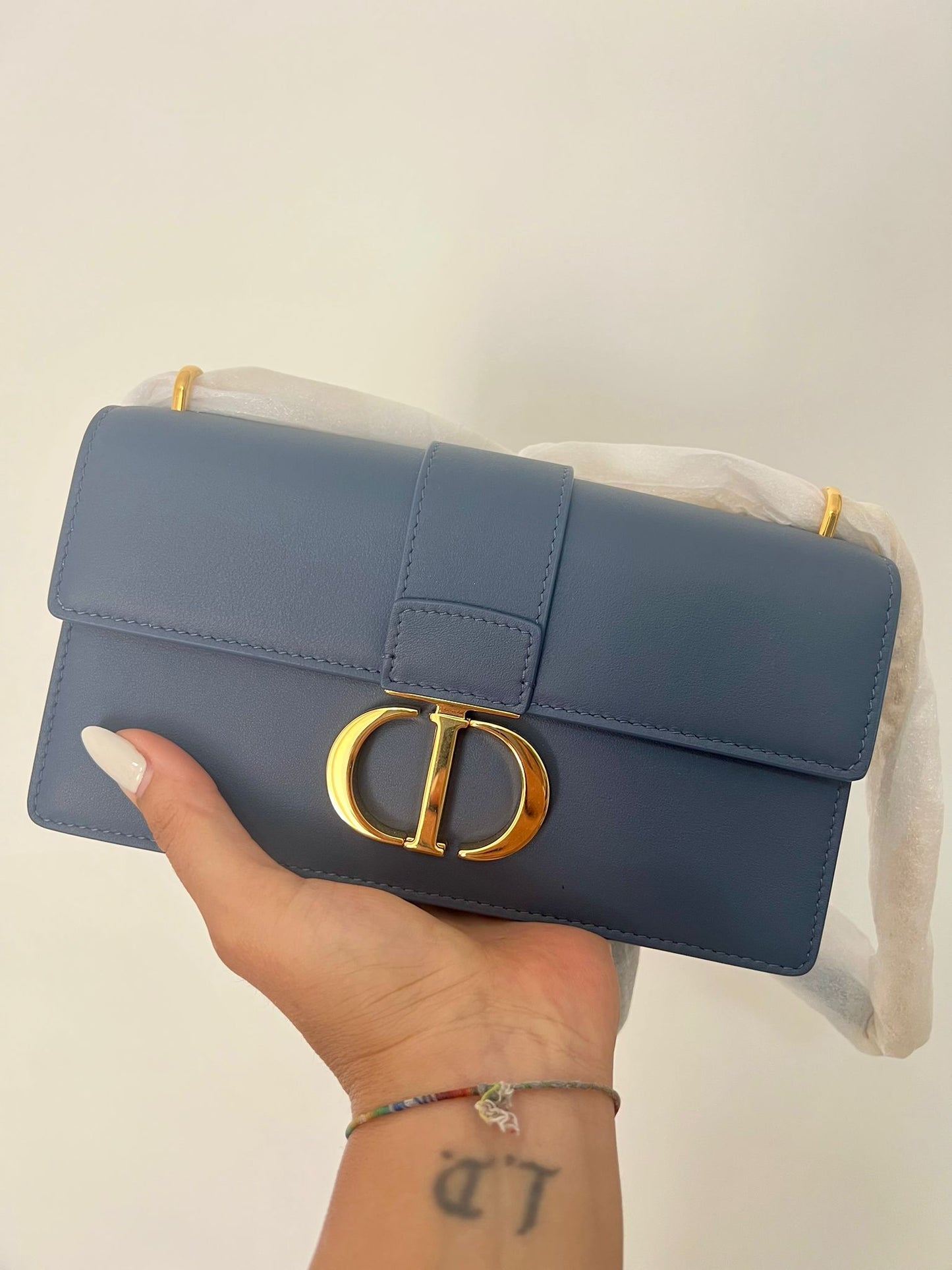 Dior Borsa 30 Montaigne East-West Blu con catena