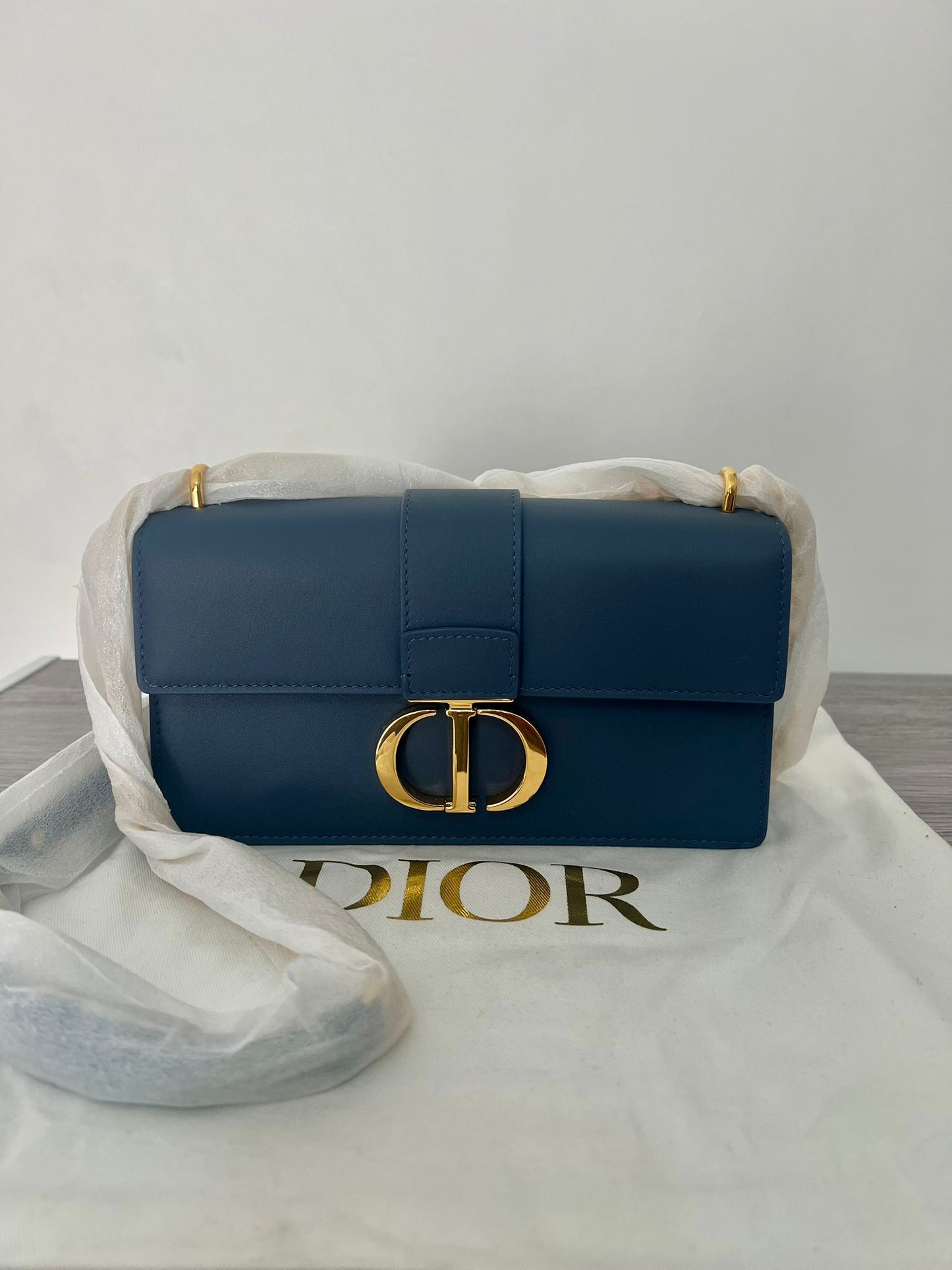 Dior Borsa 30 Montaigne East-West Blu con catena