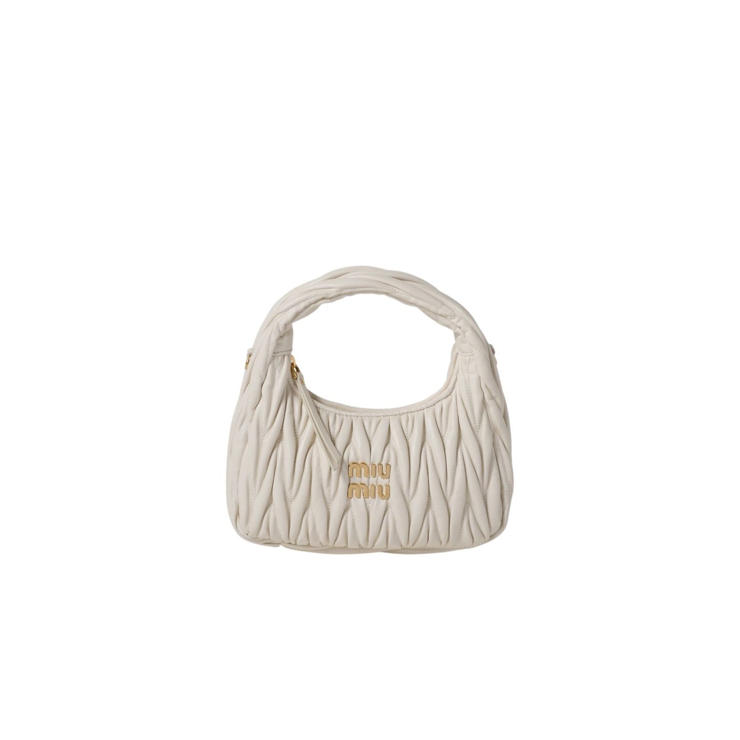Miu Miu Mini Borsa Hobo Wander in Nappa Matelassé - Bianco