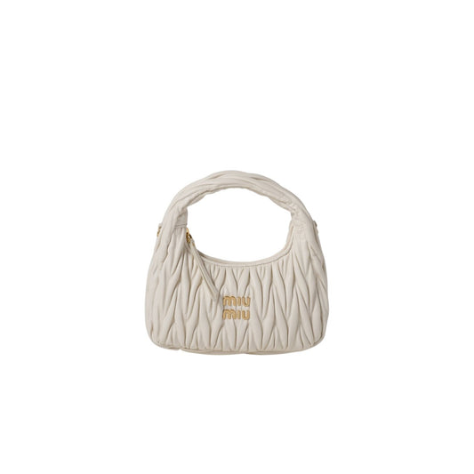 Miu Miu Mini Wander Hobo Bag in Matelassé Nappa - White