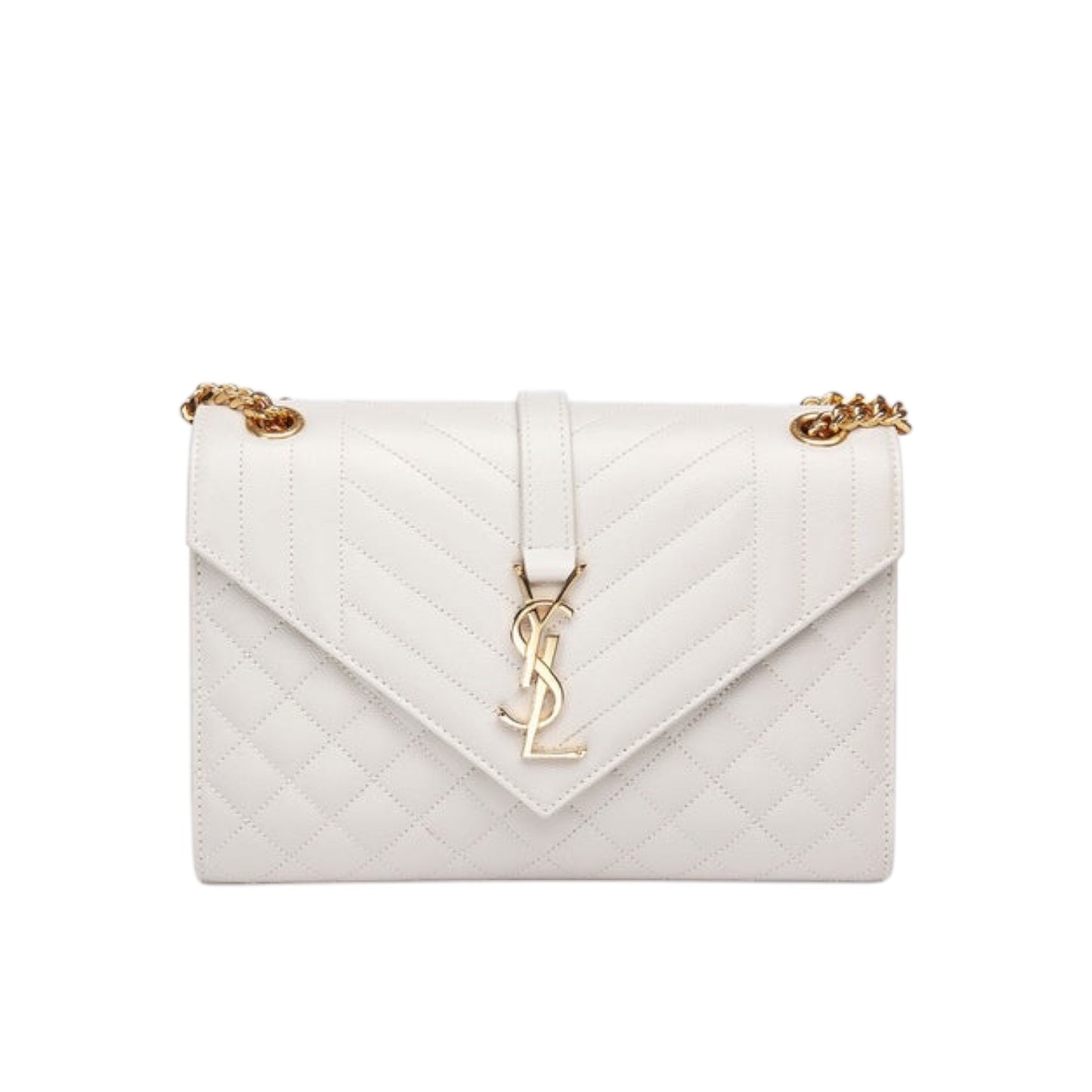 Envelope Medium in Grain de Poudre quilted leather - Blanc Vintage