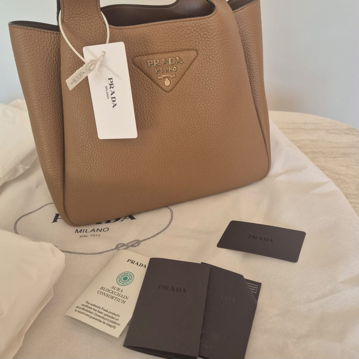 Prada borsa Liaison small marrone